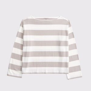 Abercrombie & Fitch Striped Long-Sleeve Heavyweight Jersey Slash Tee